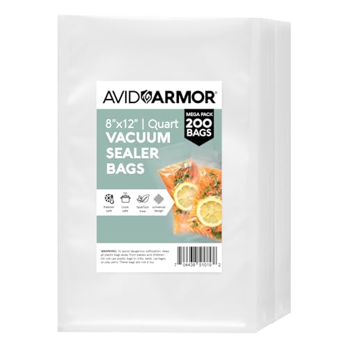 200-Quart-Vacuum-Sealer-Storage-Bags-Size-8-x-12-Inch-for-Food-Saver-Seal-a-Meal-Vac-Sealers-BPA-Free-Heavy-Duty-Commercial-Grade-Freezer-Sous-Vide-Vaccume-Safe-Universal-Pre-Cut-Bag-Avid-Armor