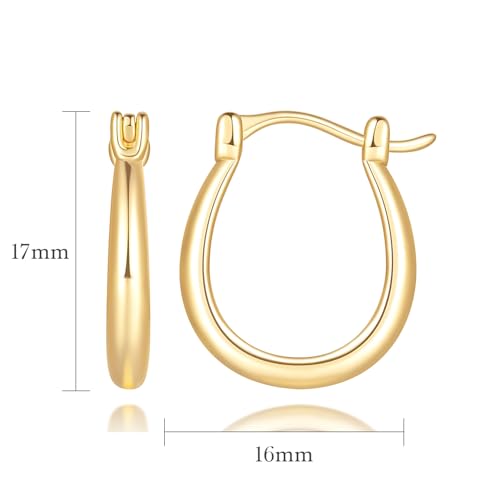 Gold Hoop Earrings 14K Gold Hoop Earrings for Women Earring U-shaped Small Hoops Earring for Women 16/25/30/35mm2
