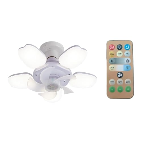 YIXANNX Ventilador LED inteligente para comedor, luz plegable con control remoto, sonido de bajos decibelios y poco ruido, comedor escandinavo
