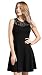 Sylvestidoso Women's A-Line Sleeveless Pleated Little Black Cocktail Party Dress with Floral Lace (XL, Black)