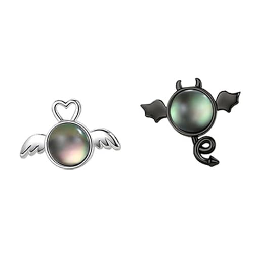 Zirkonia 925 Sterling Silber Ohrstecker - Asymmetrische Engel Ohrringe in...