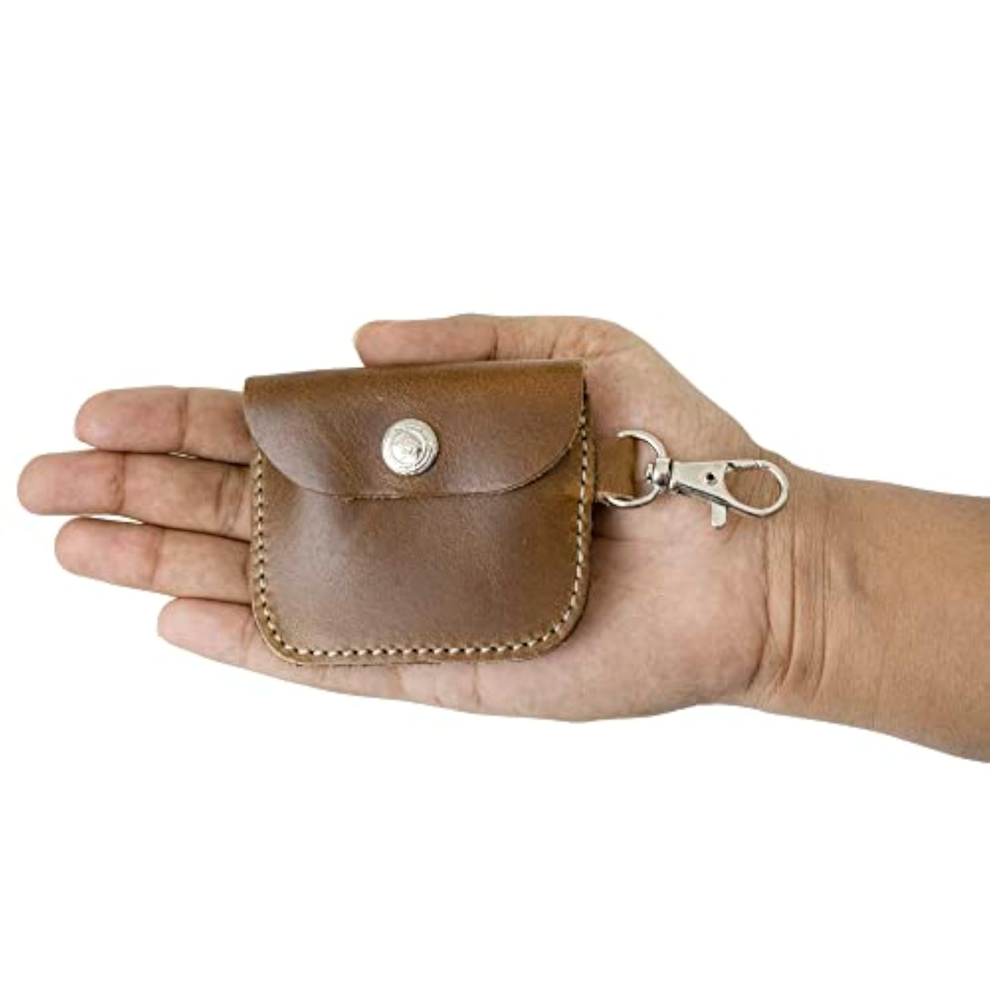 Leather Coin Pouch/Key Ring, Dark Brown