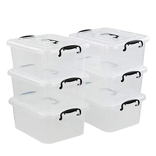Readsky 8 L Boîtes de Rangement en Plastique avec Couvercle et poignées, Transparent, Lot de 6 Cover