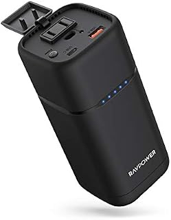AC Portable Charger RAVPower 20000mAh 80W AC Power Bank with 30W PD USB