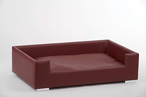 Animal-design Canapé pour chien en cuir synthétique avec coussins décoratifs Disponible en gris, marron, nougat, bordeaux ou taupe, bordeaux, ca.B91x T57x H25cm