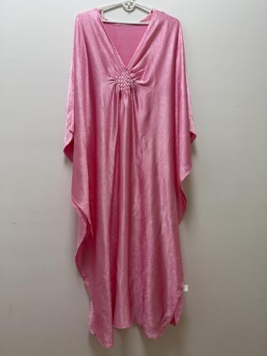 Image of RanRui Caftans for Women Solid Color Chiffon Plus Size Kaftan Dresses Beach Cover Up V Neck Batwing Sleeve Caftans Loungewear