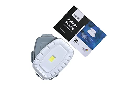 Image of BRUSTRO Artists' AIRTIGHT Peel-Off Palette 23 Wells with Separable Lid for Oil, Acrylics, Watercolour and Gouache Made of Nanophase Ceramic (Sponge Included)