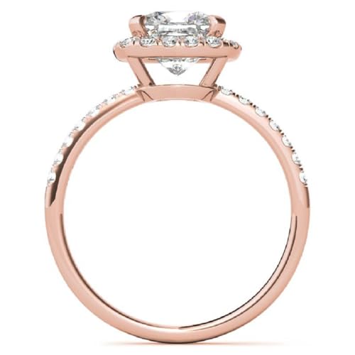 2.5 CT Cushion Cut Moissanite Engagement Ring, Rose Gold Side Stone Moissanite Diamonds Halo, Wedding Ring, Promise Ring4