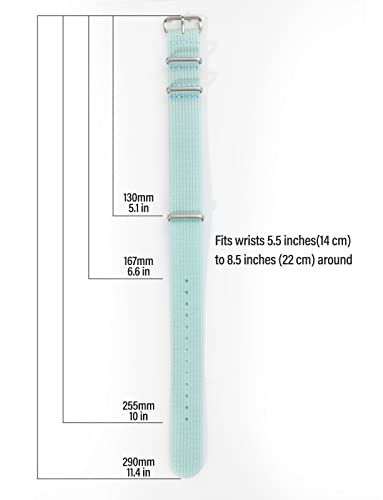 TACTICAL FROG Nylon Watch Straps - Waterproof Classic Military Watch Band with Stainless Steel Buckle for Men & Women - Choice of Color & Width - 18mm, 20mm, 22mm