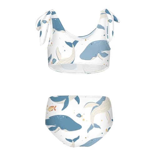 Girls Pattern with Cartoon Whale Swimsuit Two Pieces Bikini Set Bathing Suits Swimwear Crop Top Swimsuit Set2