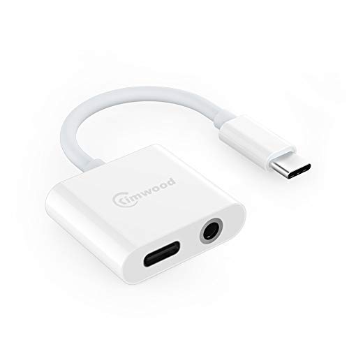 Kimwood USB C Splitter, USB C Headphone Charge Splitter 2-in-1 Adapter Compatible with Google Pixel 3/2, Sumsang Note 10, 2018/2019 iPad Pro and More