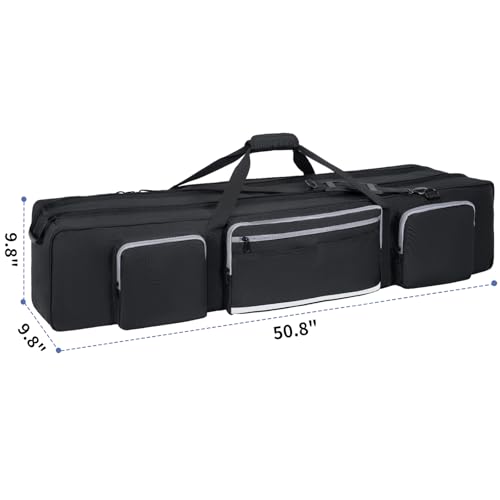 IBVIVIC Tripod Carrying Case, 50.8\" Heavy Duty Tripod Bag with Padded Divider Light Stand Bag Dual Zipper Photo Studio Equipment Large Carrying Bag for Monopods, Mic Stand, Tent Pole, Boom Stands