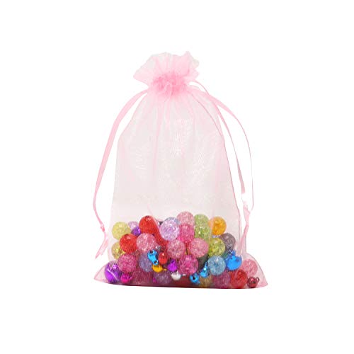 Image of Dealglad 50pcs Drawstring Organza Jewelry Candy Pouch Christmas Wedding Party Favor Gift Bags (8x12, Pink)