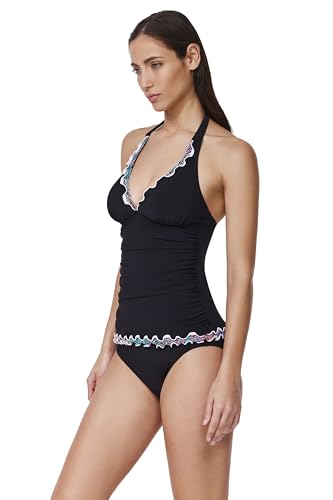 Profile by Gottex Tricolore Halter Tankini Top - Built-in Soft Cups, Adjustable Tie, Front Lining, Bottom Sold Separately2
