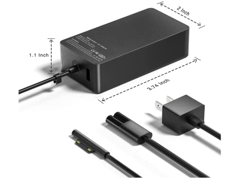 Surface Pro Carregador Surface Laptop Carregador 65W, para Microsoft Surface Pro 3 Pro 4 Pro 5 Pro 6