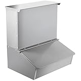 VEVOR Hog Feeder, 50 lbs Pig Feeders, Double Doors Swine Trough, Galvanized Metal Wild Animal Feed...