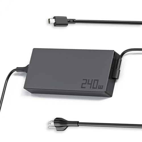 Image of 240W Charger Replacement for ASUS ROG Zephyrus ProArt TUF Power Supply Cord | Temperature control AC Adapter for Tuf A16 A18 A14 laptop ROG Zephyrus G14 G16 Flow Z13 ProArt PX13 P16 Rectangle Gaming work