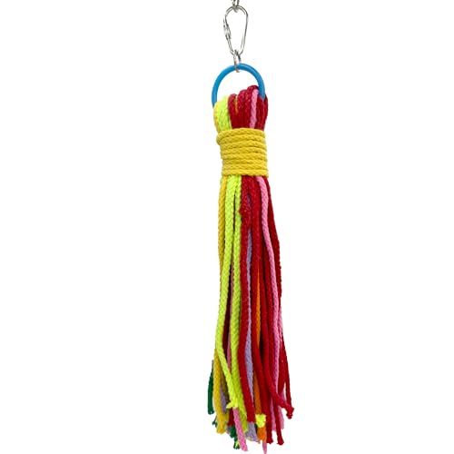 1351 Large Cotton Lace Chewer Bird Toy – Colorful Shredding and Foraging Toy for Parrots, Conures, Cockatiels, and Macaws – Safe and Durable Hanging Bird Toy – Natural Cotton Colorful Rope