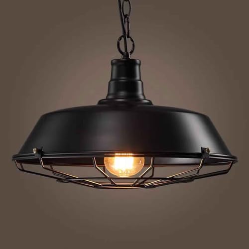 Lampe suspendue vintage en fer noir pour style industriel