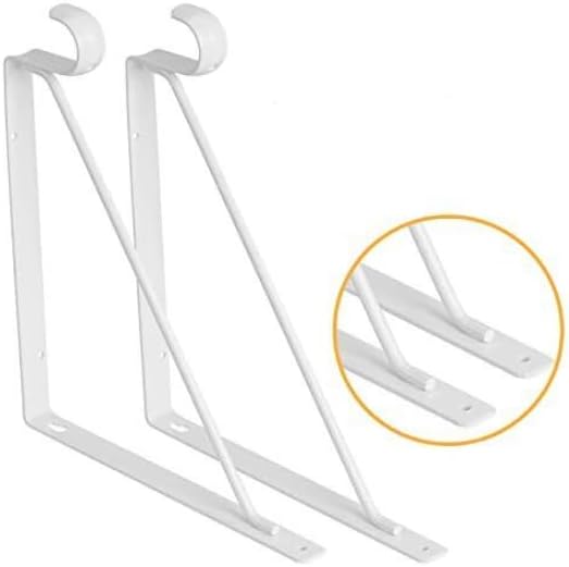 Miniatura 2 de 6 soportes de armario de barra y estante de 10 x 12 pulgadas, color blanco resistente, sin tornillos