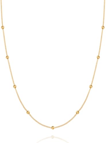 Collier Femme Boule anti-allergie et résistant à l'eau en acier plaqué or