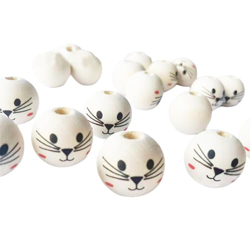 50Pcs Wood Faced Beads Smiles Beads With Holes Natural Wood Beads Round Loose Beads For And Jewelry Making