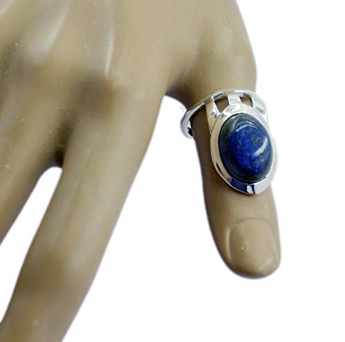 Bague lapis-lazuli bleu véritable et monture robuste en argent 925