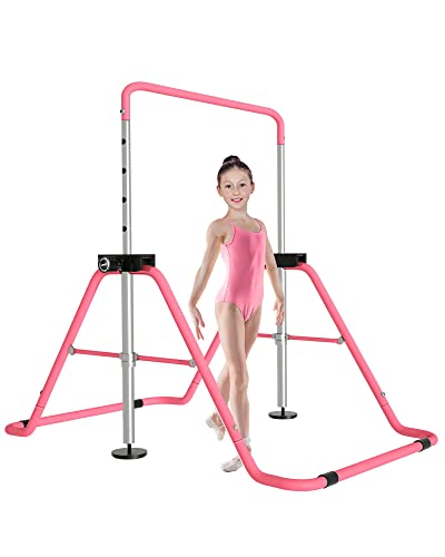 Image of GVOLO Gymnastics Bars Kids Expandable Training Bar Adjustable Height Folding Horizontal Bars Equipment Junior Training Gymnastics Bars for Home