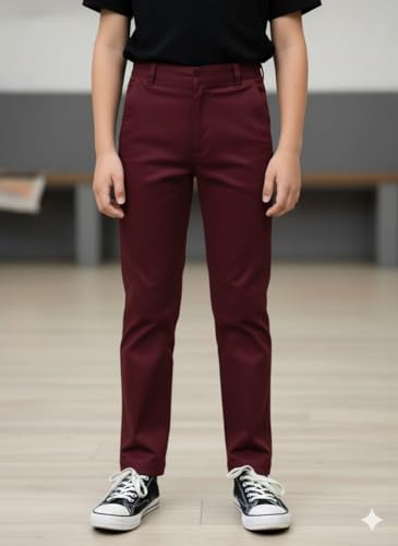 Image of A.T.U.N. (ALL THINGS UBER NICE) Boys Regular Fit Formal Chinos | Smart School & Occasion Wear Bottoms | Smooth, Comfortable & Tailored Look Pants