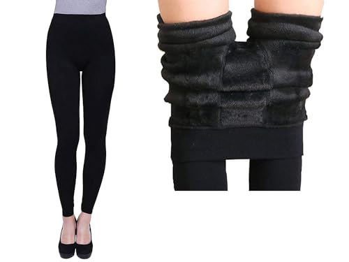 Image of Brachy Women's Winter Thermal Leggings | Warm Fur Lined Stretchable High Waist Thermal Leggings Without Socks | Footless Skinny Fit Winter Bottom Wear for Daily & Casual Use- (BCA FURLEG0X1-P)