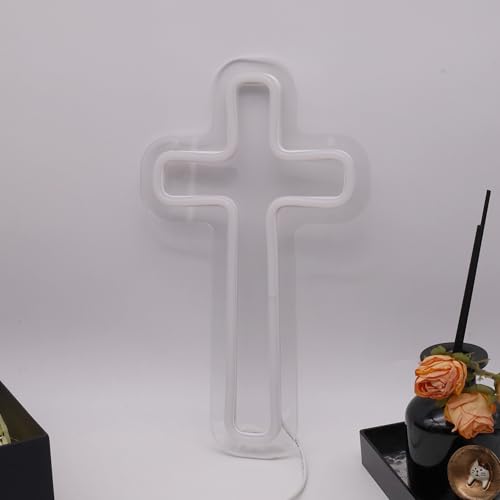 Image of Cross Led Sign For Wall Decor Small Cross Light Up Signs Wall Art for Bedroom Wall Decor Holiday Birthday Gift