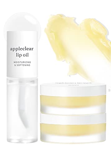 Nooni Applebutter Lip Mask Duo With Lip Oil (Clear Shade) | With Shea Butter, Apple Seed Oil And Vitamins, Overnight Lip Mask, Hydrating Lip Balm, Korean Lip Butter, Moisturizing, Softening, Smoothening, Clear Butter Gloss Finish, Skincare Set For Lip Repair, Lip Masks, Gift, Vegan, Cruelty-Free #TOP9