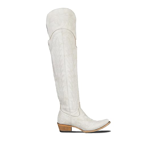 Image of olomisa Over the Knee Cowboy Boots for Women Embroidery Cowgirl Boots Chunky Heel Side Zipper Boots Thigh High Western Boots