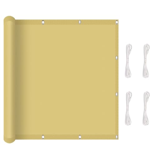 Filet d'ombrage résistant aux UV 98% avec oeillets bâche jaune sable - 2