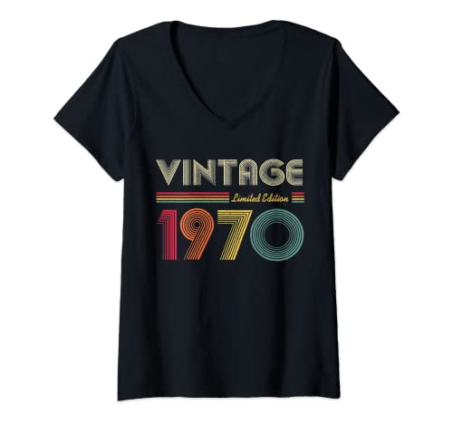 Mujer 1970 52nd Birthday Gift Vintage Limited Edition Men Women Camiseta Cuello V