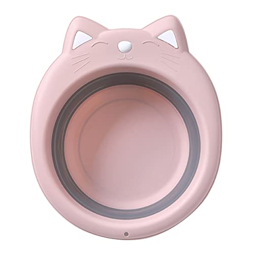 SHINEOFI 1 Pieza Gatito Cuenca Bañera Piscina para Gatos Portátil Lavar Baño para Bebés Barreño Plegable Conveniente Washbasin Lavabo De Plato Plegable Tazón Plegable Rosa