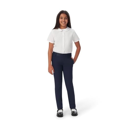 French Toast Calça skinny de sarja elástica com bolsos, uniformes escolares para crianças e adolescentes, Azul marino, 19