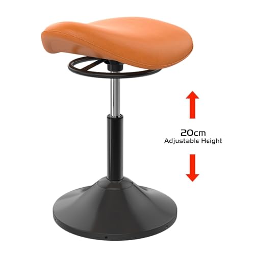Image of Saddle Stool,Lift Wobble Stool Standing Chair with 360 Swivel, Tilting Balance Chair with Adjustable Height for Active Learning Sitting(Orange)