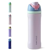 DLOCCOLD Insulated Stainless Steel Water Bottle with Straw for Sports, Travel, and School, 24 oz Sports Water Bottle, Leak-Proof Thermos BPA-Free (Pink)