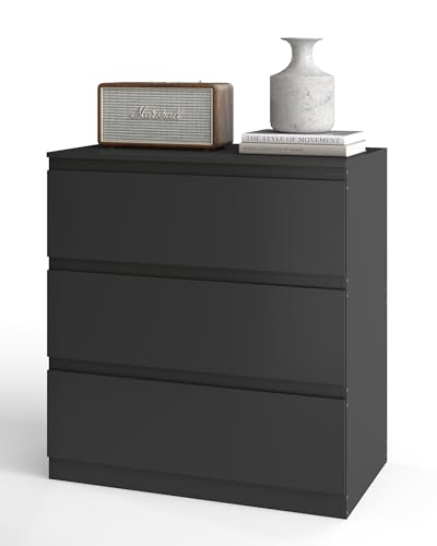 Amveya Cómoda negra con cajones, aparador para salón, armario de cajones para dormitorio, armario de cajones para dormitorio, cómoda de salón, cajonera moderna