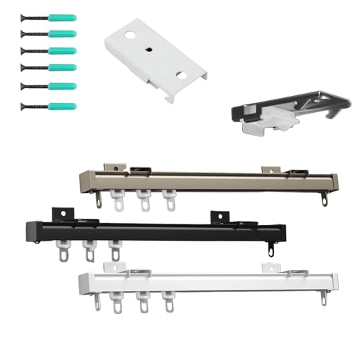 Sistema di binari per tende scorrevoli per soffitto e parete, set di binari per tende flessibili per camper, binario per tende da soffitto ospedaliero, per camper e arco (nero, 100 cm)