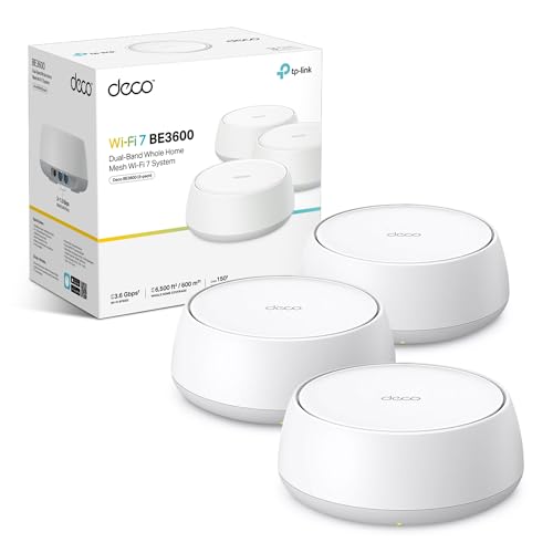 TP-Link Deco BE3600(3-pack) Mesh WiFi 7 System Dual-Band AI Roaming Router MLO 4K-QAM HomeShield Whole Home Coverage 150+ Devices Connection Extender Booster VPN Google Home/Alexa
