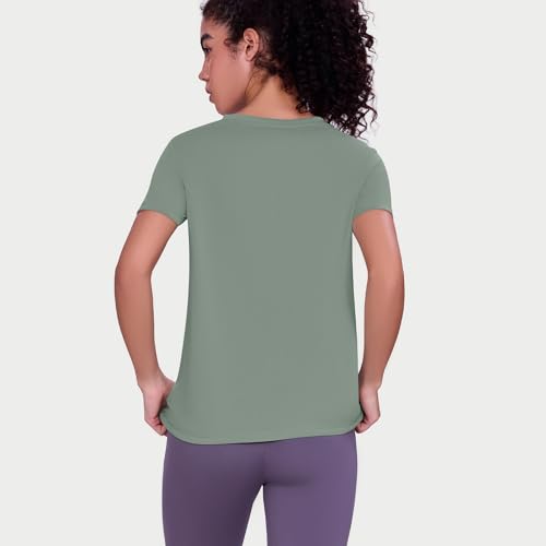 Image of Enamor Short Sleeve Crew Neck Regular Length Basic Dry Fit Workout Crew T-Shirt for Women - Relaxed Fit, Quick Dry, Antimicrobial - A309