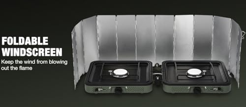 REDCAMP Folding Outdoor Stove Windscreen, 12 Plates Aluminum Camping Stove Windshield with Carrying bag, Lightweight Butane Burner Windshield