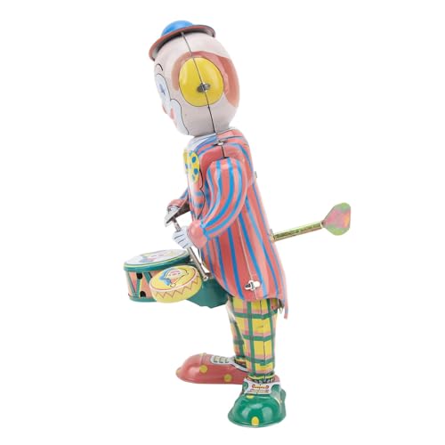 Brinquedo de Palhaço de Mesa, Folha de Flandres Vintage, Boneca de Palhaço, Brinquedo de Baterista,