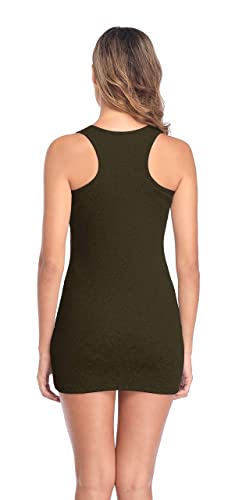 Image of ALove Womens Extra Long Tank Tops with Shelf Bra Ribbed Camisoles Undershirts