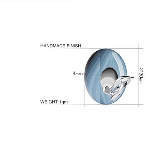 Retro Large Round or Flower Clip on Earrings, Non Pierced Ears for Women (Style 16 - Blue)