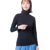[ウイング/ワコール] あったかインナー オーガニックコットン混 やさしい肌ざわり ムレにくい 【綿の贅沢 オーガニック】 綿100％(肌側) 9分袖 長袖 タートルネック 秋 冬 EL4032 レディース BL L