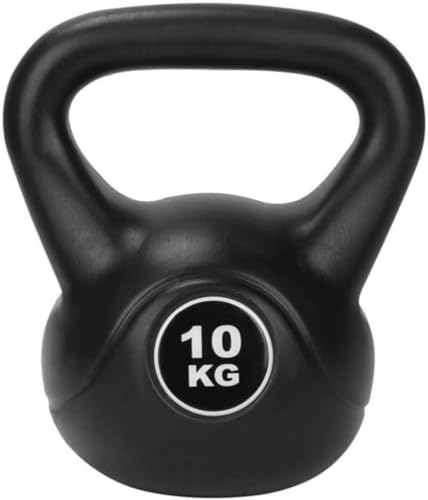 BREEZENEST Vinyl Kettlebell Hand Weight Durable Anti-Slip Strength Training Kettle Bell for Home Gym Cardio & Full-Body Fitness Exercise Flat Base Compact Design (10kg)