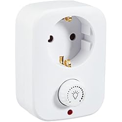 Potenciometro Ventilador Techo UNITEC 47535 Enchufe adaptador con regulador de intensidad, atenuador de enchufe para lámparas incandescentes y halógenas de alta tensión hasta 280 vatios, blanco
